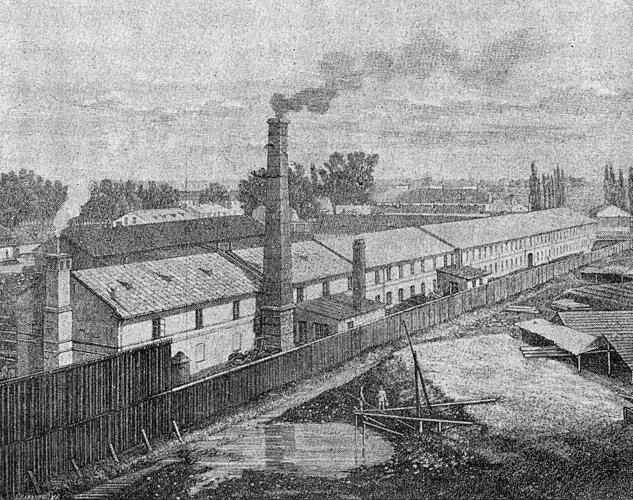 The „Temler i Szwede" tannery on Okopowa Street in Wola — an engraving from the second half of the nineteenth century