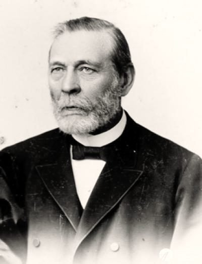 Aleksander Ferdynand Temler (1825–1917), co-owner of the tannery; imprisoned in the Citadel for financially supporting the January Uprising. Portrait photograph (the „Poles by Choice" service of the Foundation for Polish-German Cooperation).
