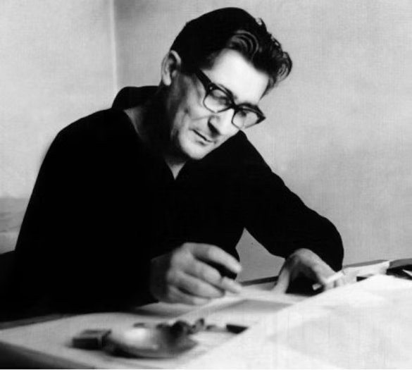 Božidar Rašica (1912–1992), mąż Urszuli, przy stole
kreślarskim.